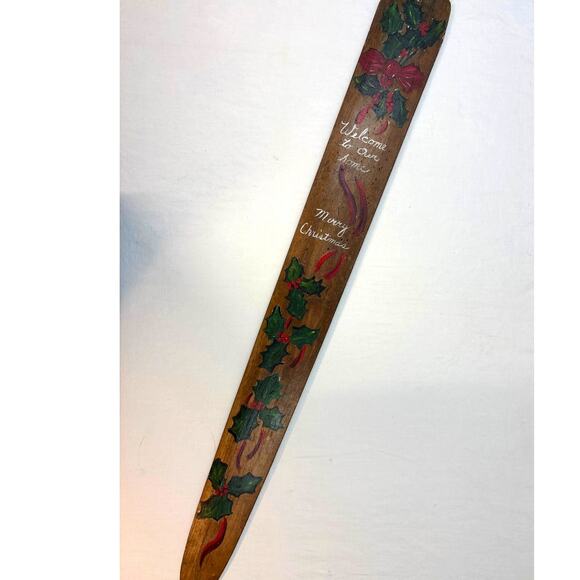 Hand-painted Wooden Holiday repurposed Pelt Hide Stretcher Retro Kitschy Decor - Picture 3 of 10